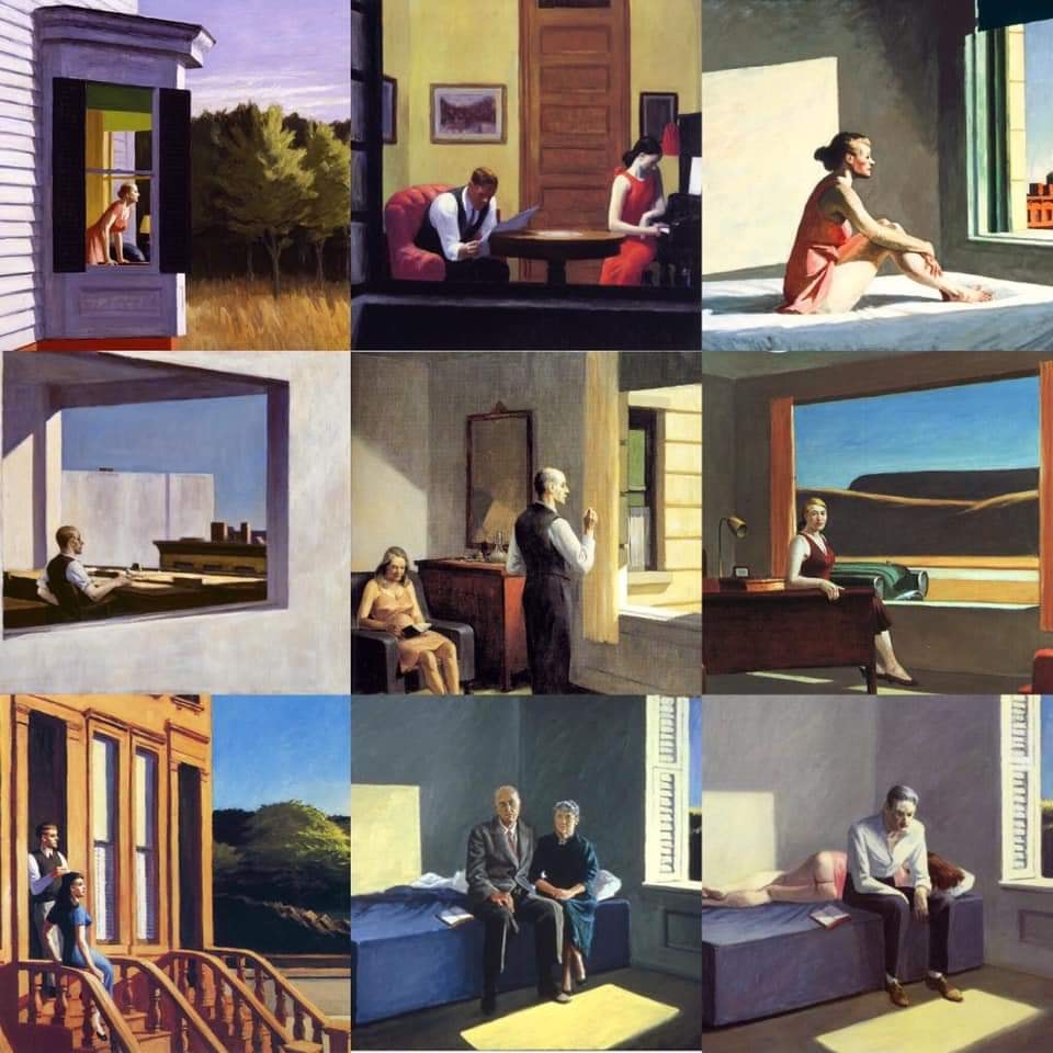 Varie vedute di finestre realizzate dell'artista Edward Hopper.